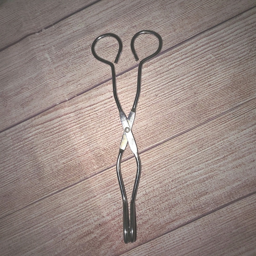 Vtg‎ Ekco Metal Kitchen Tongs 8.5" Round Finger Holes